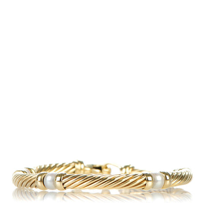 David Yurman Sterling 18k Yellow Gold Pearl 5mm Hampton Bracelet 1 of 6