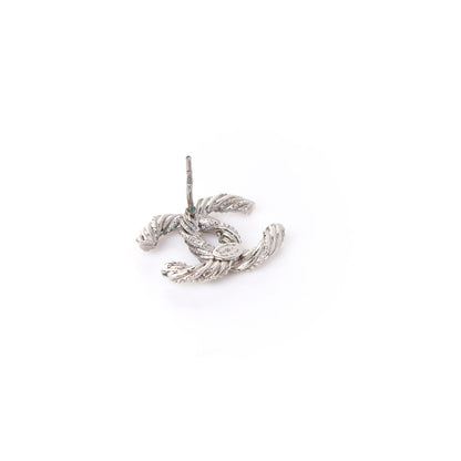 Chanel Crystal CC Twisted Earrings Silver 4 of 5