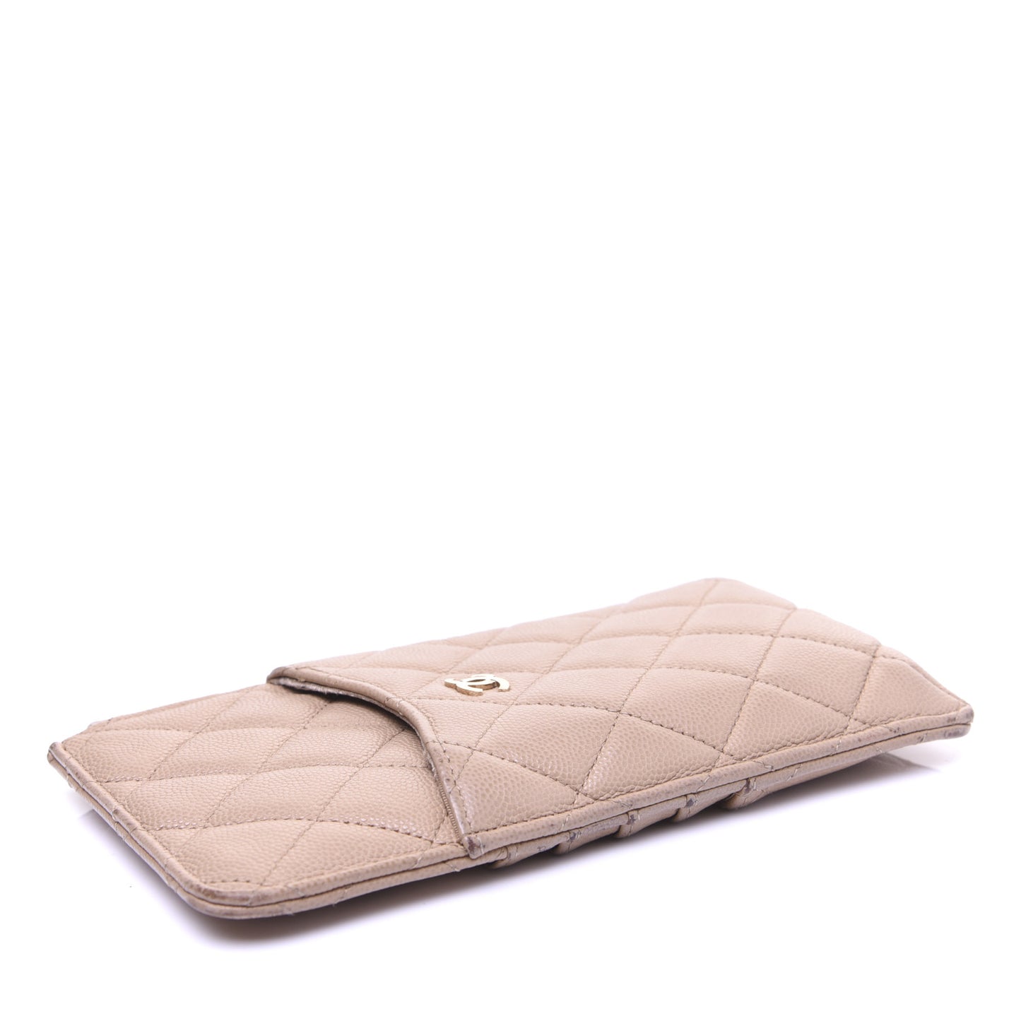 Iridescent Caviar Quilted Classic iPhone Pouch Beige