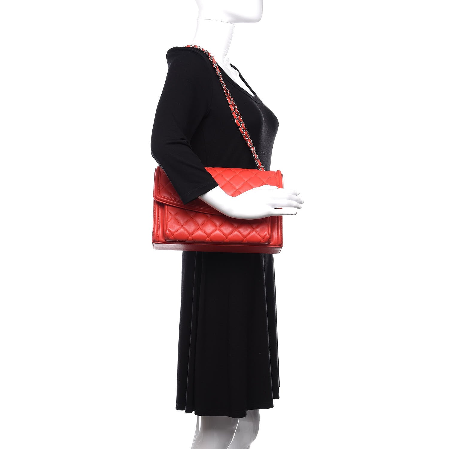 Chanel Lambskin Quilted Large Geometric Flap Red 2 of 16
