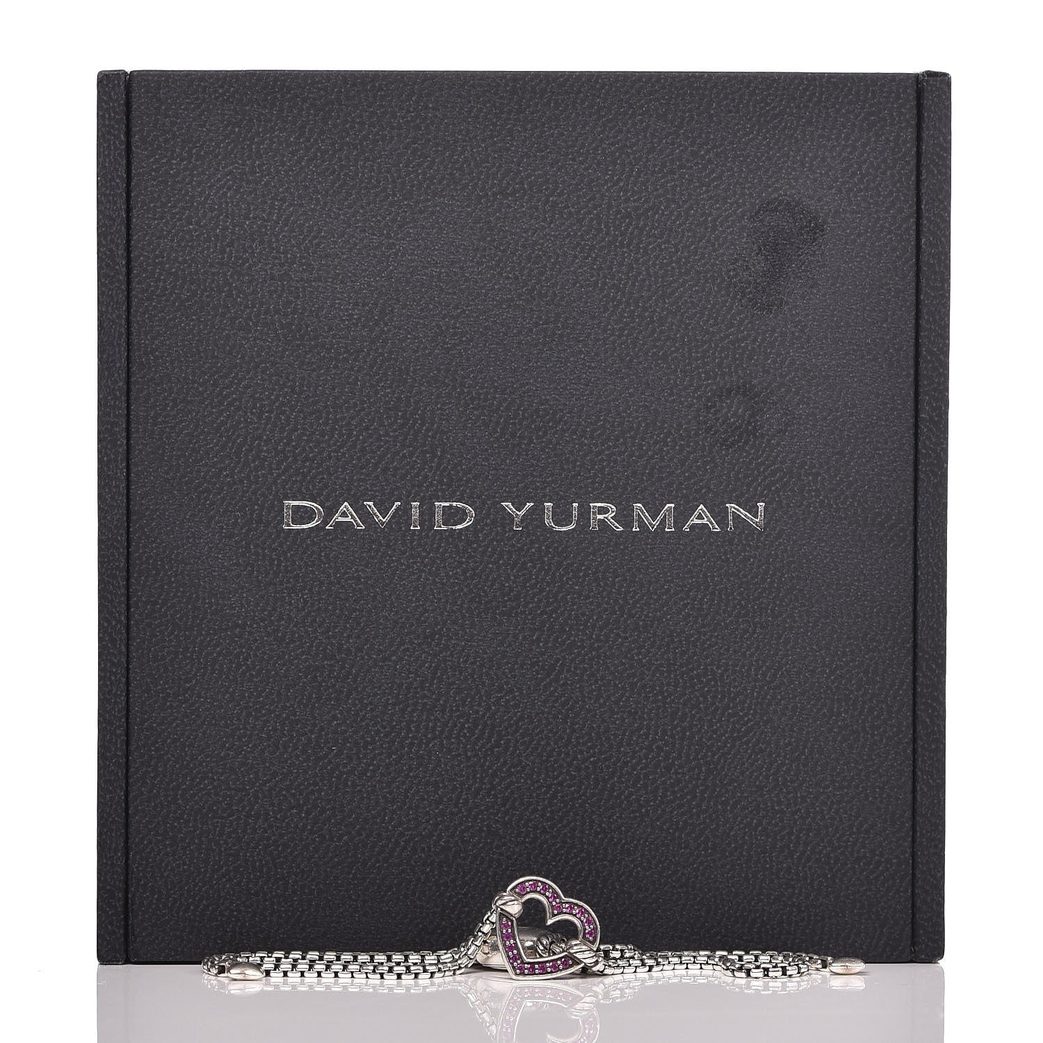 David Yurman Sterling Silver Pink Sapphire Valentine Hearts Station Bracelet 6 of 6