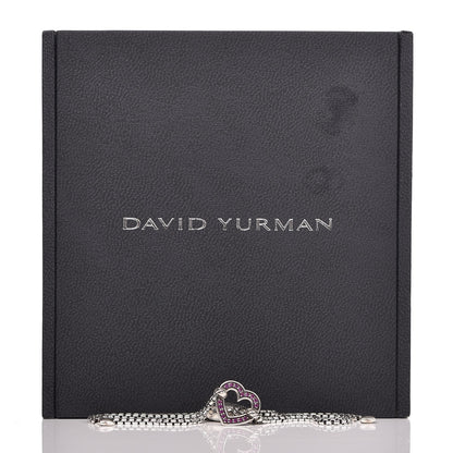 David Yurman Sterling Silver Pink Sapphire Valentine Hearts Station Bracelet 6 of 6