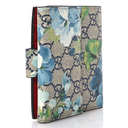 Gucci GG Supreme Monogram Blooms French Flap Wallet Beige Blue Navy Hibiscus Red 3 of 7