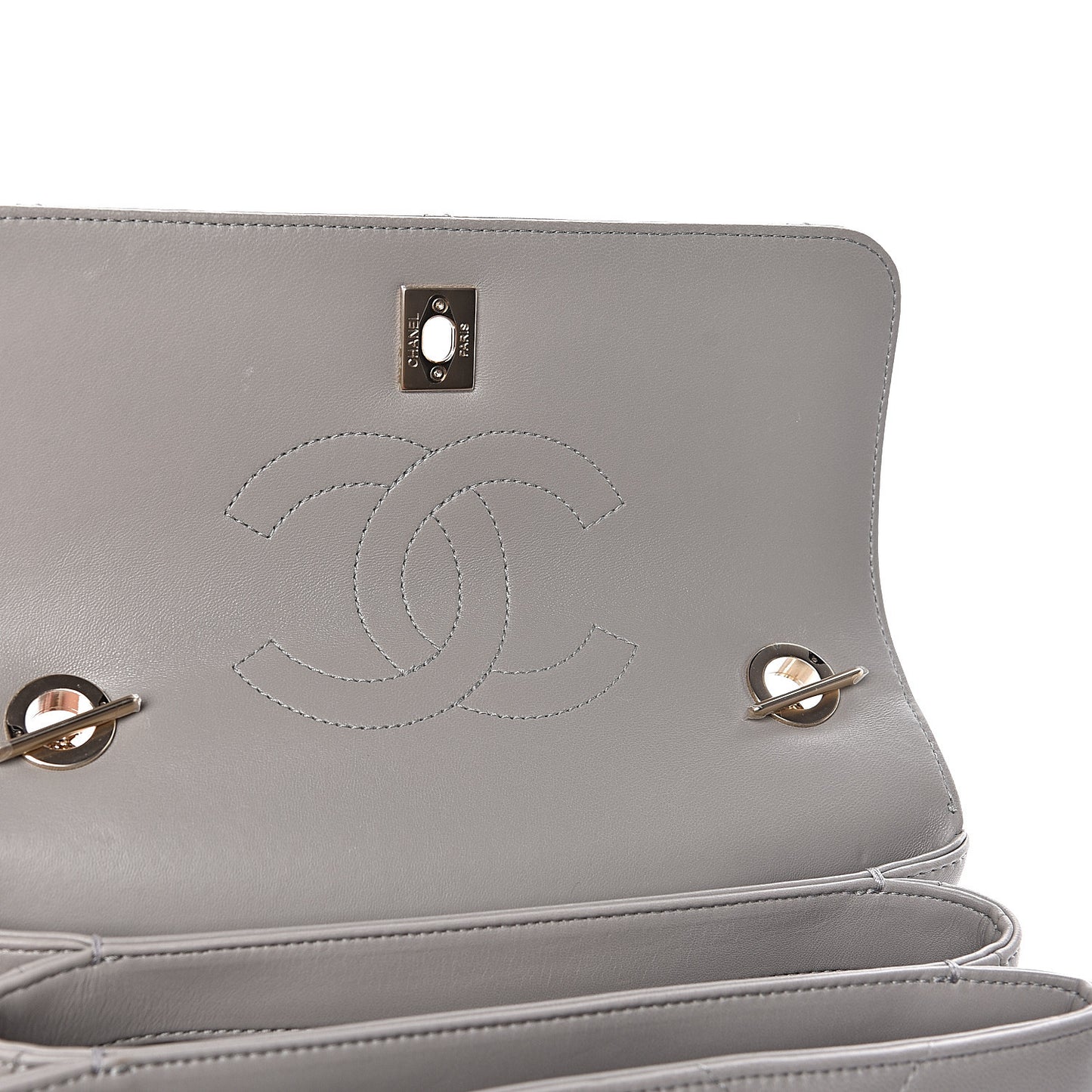 Lambskin Quilted Small Trendy CC Top Handle Flap Grey