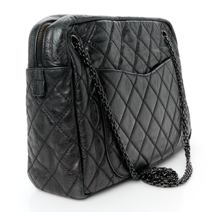 Chanel Metallic Aged Calfskin Quilted Large Reissue Camera Case Black 3 of 10