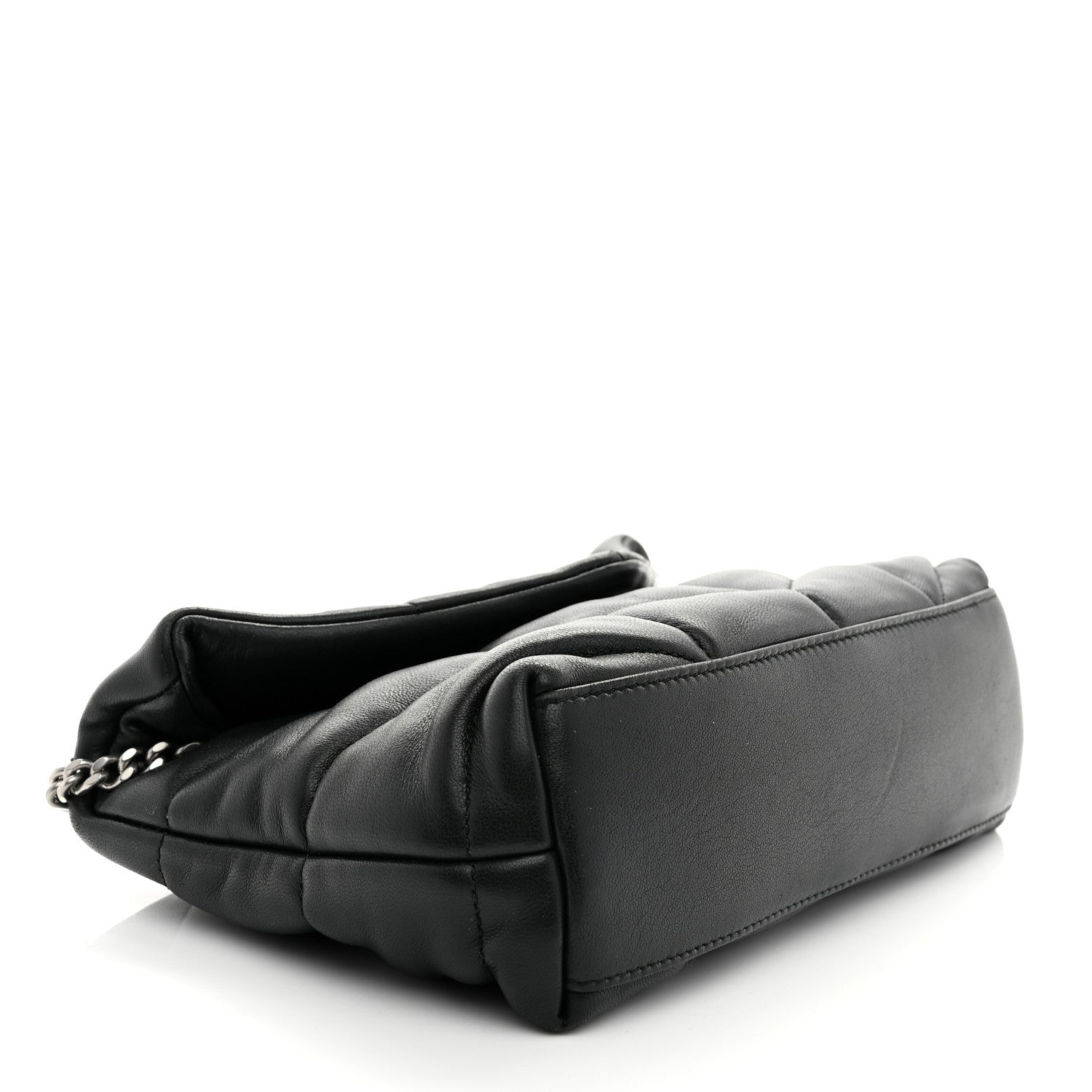 Saint Laurent Lambskin Quilted Toy Loulou Puffer Monogram Chain Satchel Black 4 of 11