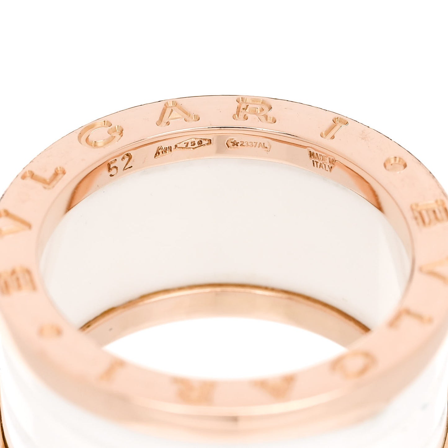 18K Rose Gold White Ceramic B.Zero1 Four-Band Ring 52 6