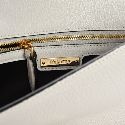 Miu Miu Goatskin Madras Ayers Crystal Embellished Shoulder Bag Bianco Rocci 6 of 6