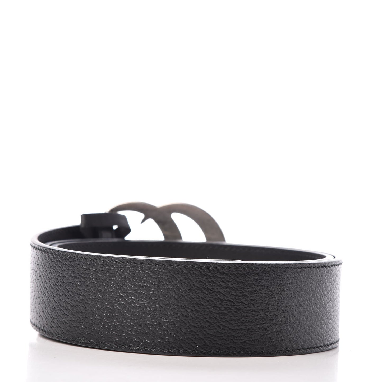 Textured Dollar Calfskin Nickel Double G 40mm Belt 90 36 Black