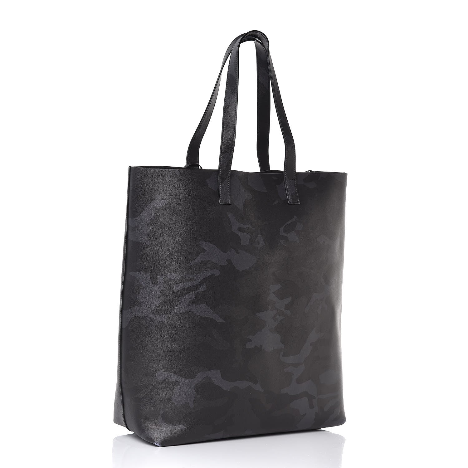 Saint Laurent Calfskin Camouflage Shopping Tote Black Grey 5 of 13