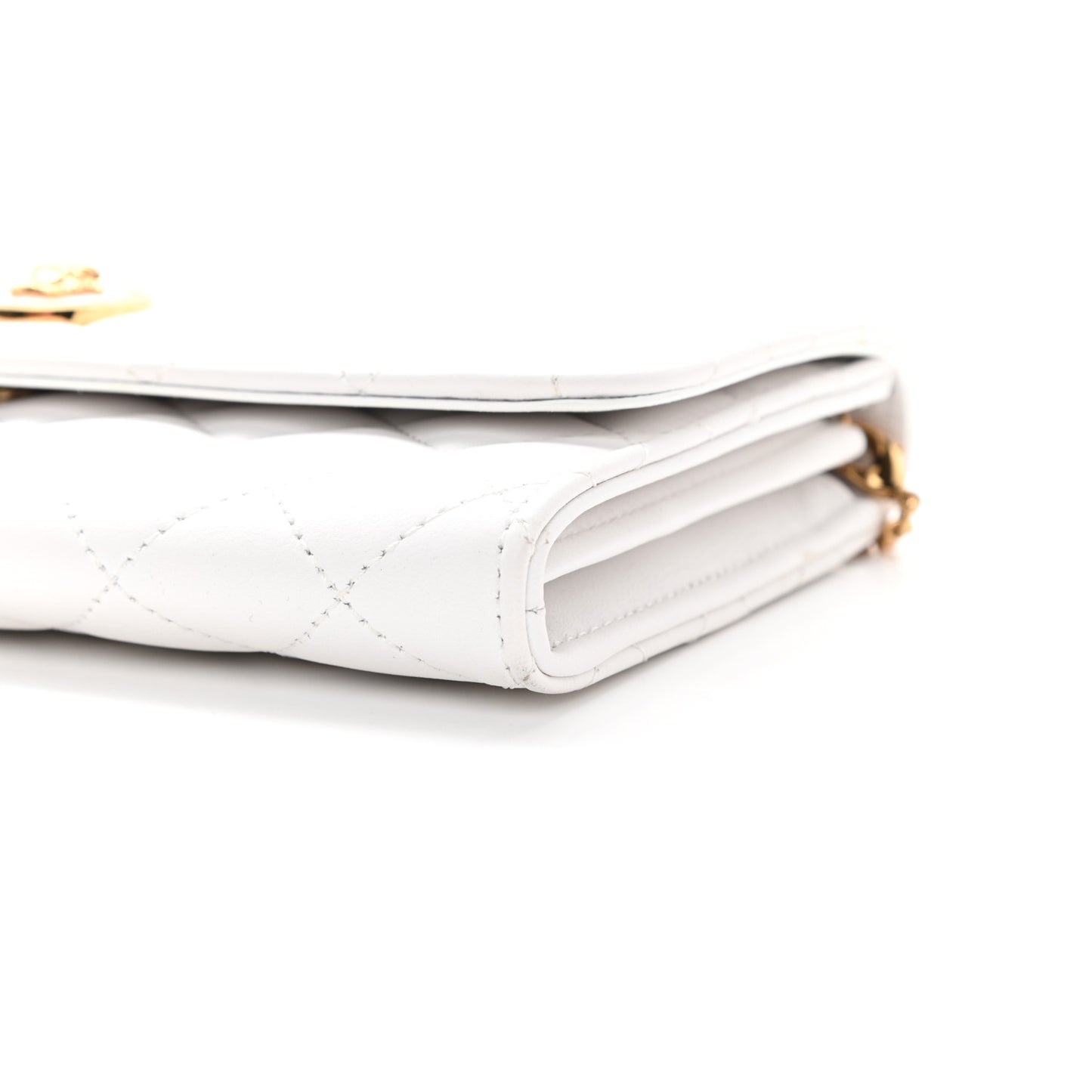 Lambskin Quilted Medusa Wallet On Chain Crossbody White