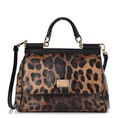 Dolce & Gabbana Dauphine Leopard Print Small Miss Sicily Satchel Black 1 of 17