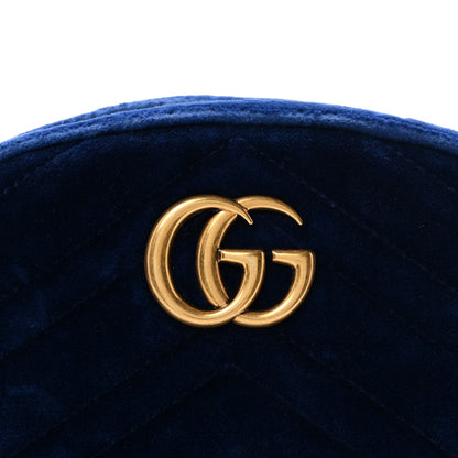Gucci Velvet Matelasse GG Marmont Belt Bag 75 30 Cobalt Blue 7 of 9