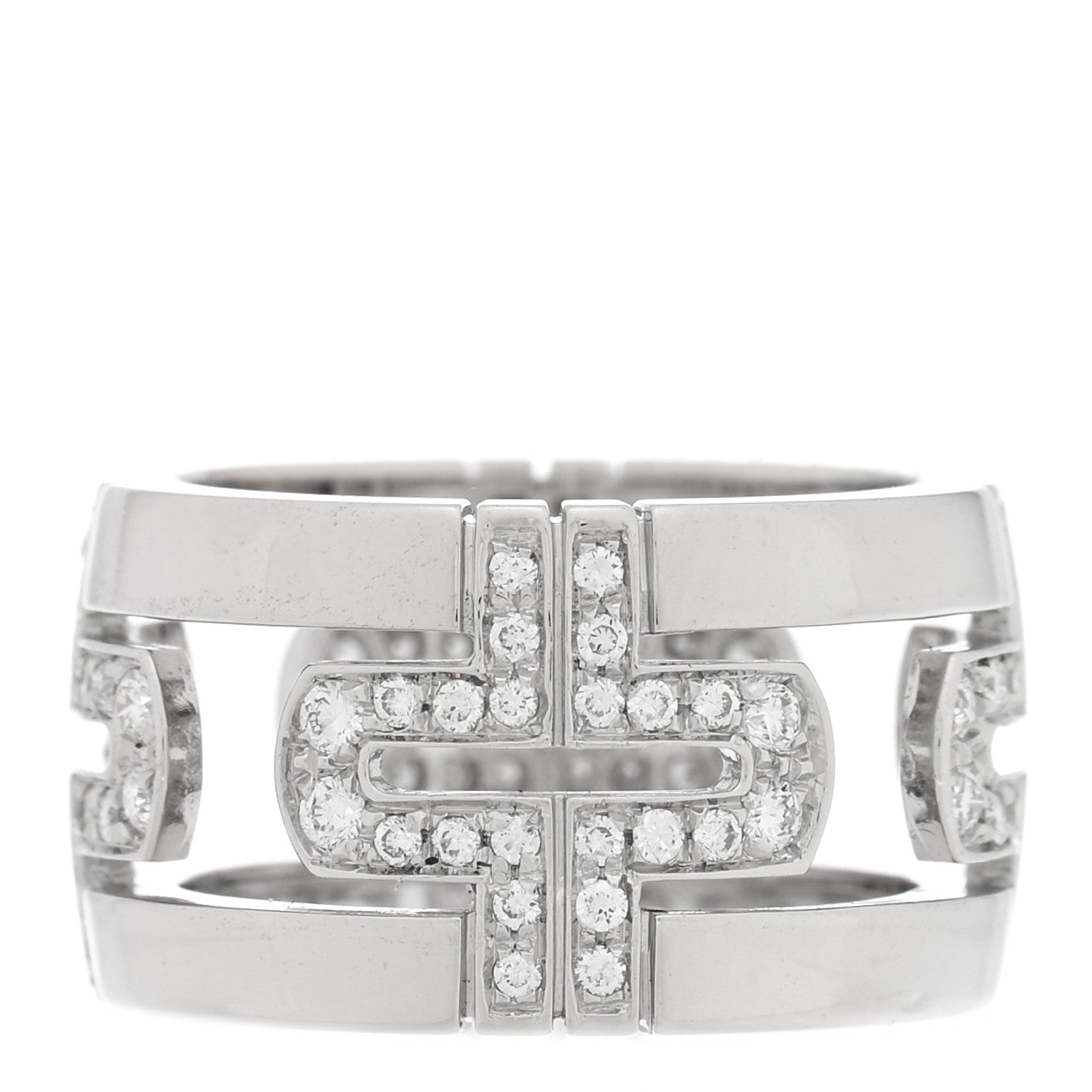 Bulgari 18K White Gold Diamond Parentesi Ring 51 5.75 1 of 4
