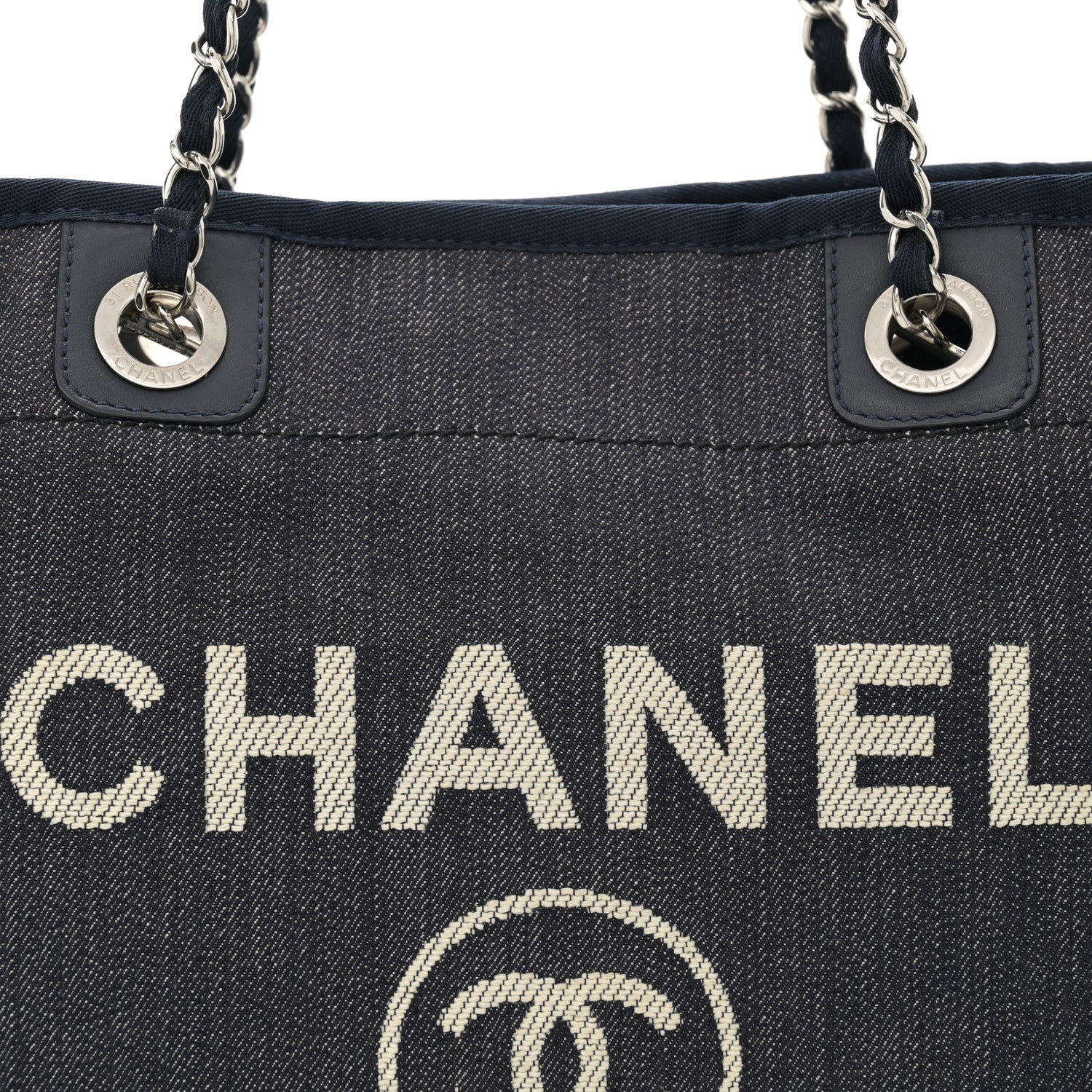 Chanel Denim Small Deauville Tote Dark Blue 8 of 10