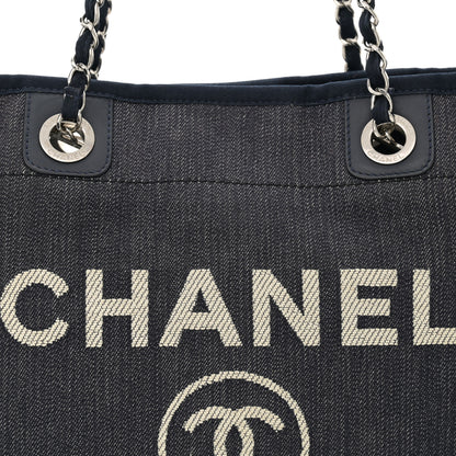 Chanel Denim Small Deauville Tote Dark Blue 8 of 10