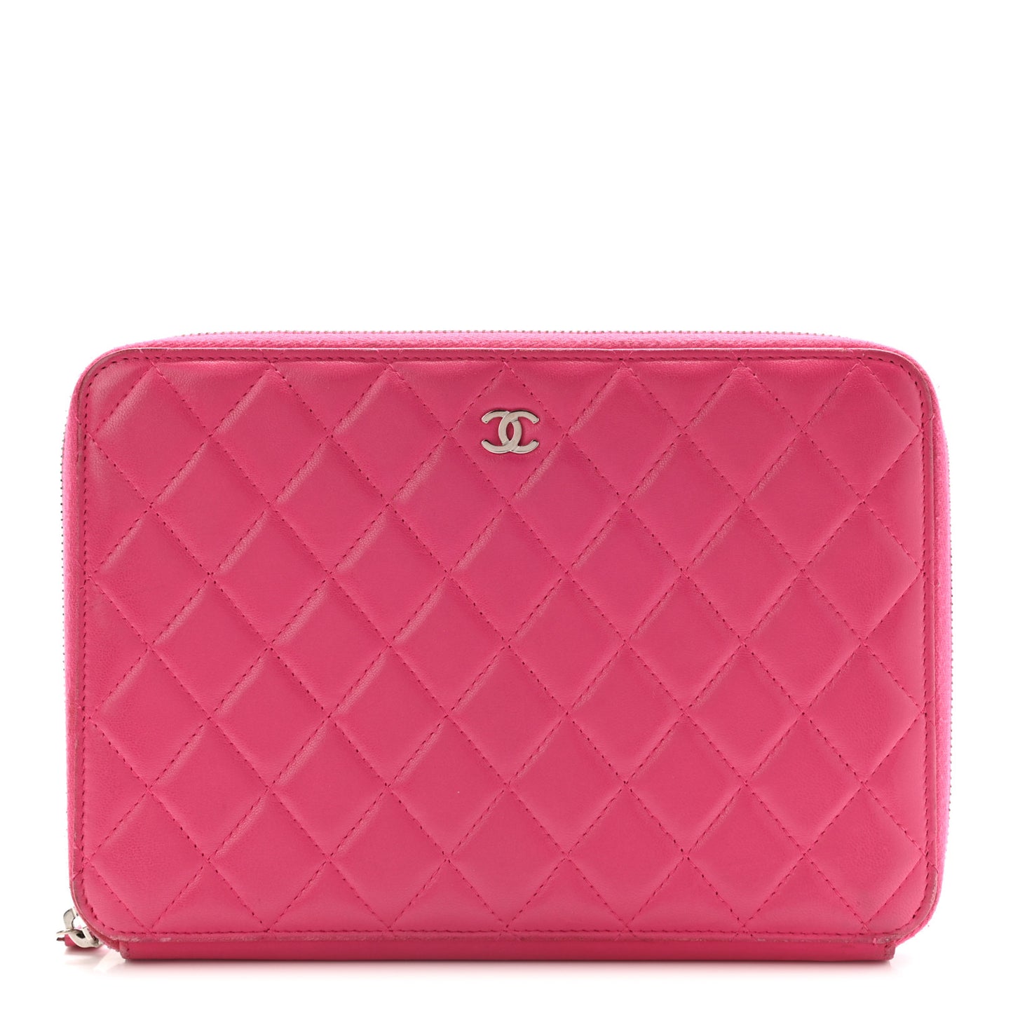 Lambskin Quilted Travel Case Pink