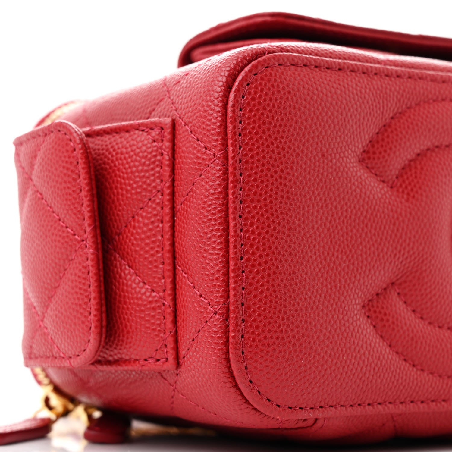 Chanel Caviar Quilted Polly Pocket East West Top Vanity With Chain Red 9 of 10