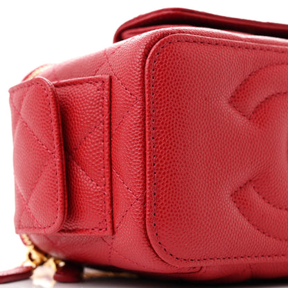 Chanel Caviar Quilted Polly Pocket East West Top Vanity With Chain Red 9 of 10