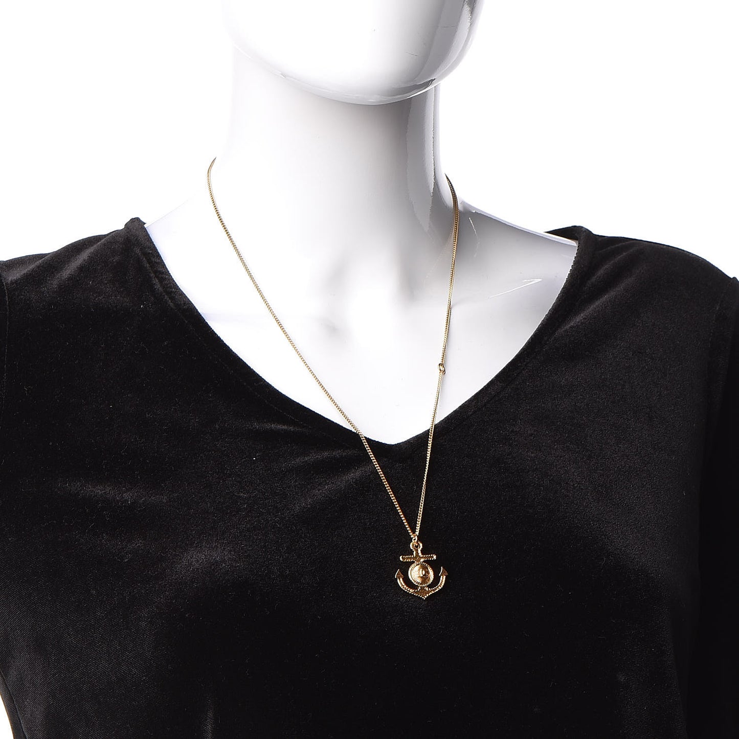 Anchor CC Pendant Necklace Gold