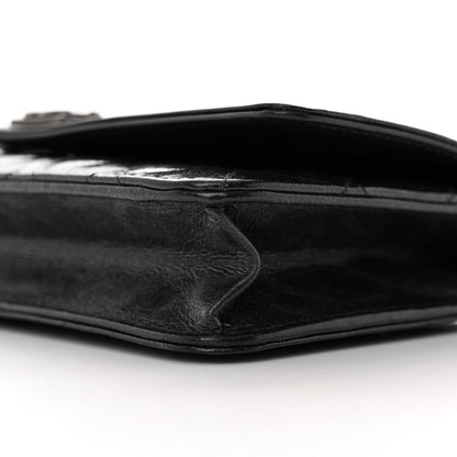 Chanel Shiny Aged Calfskin Quilted Boy Wallet On Chain WOC So Black 11 of 18