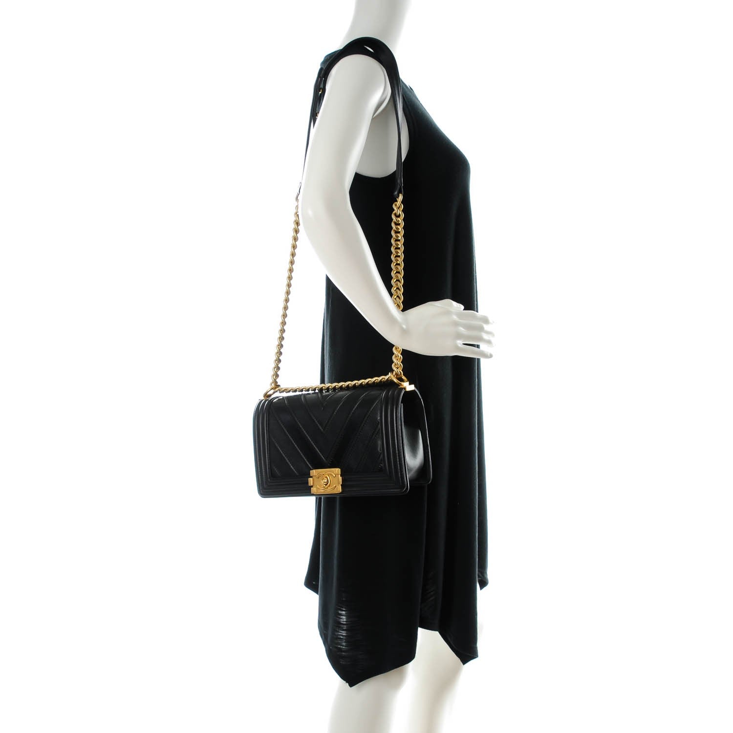Chanel Caviar Suede Calfskin Chevron Medium Boy Flap Black 2 of 7