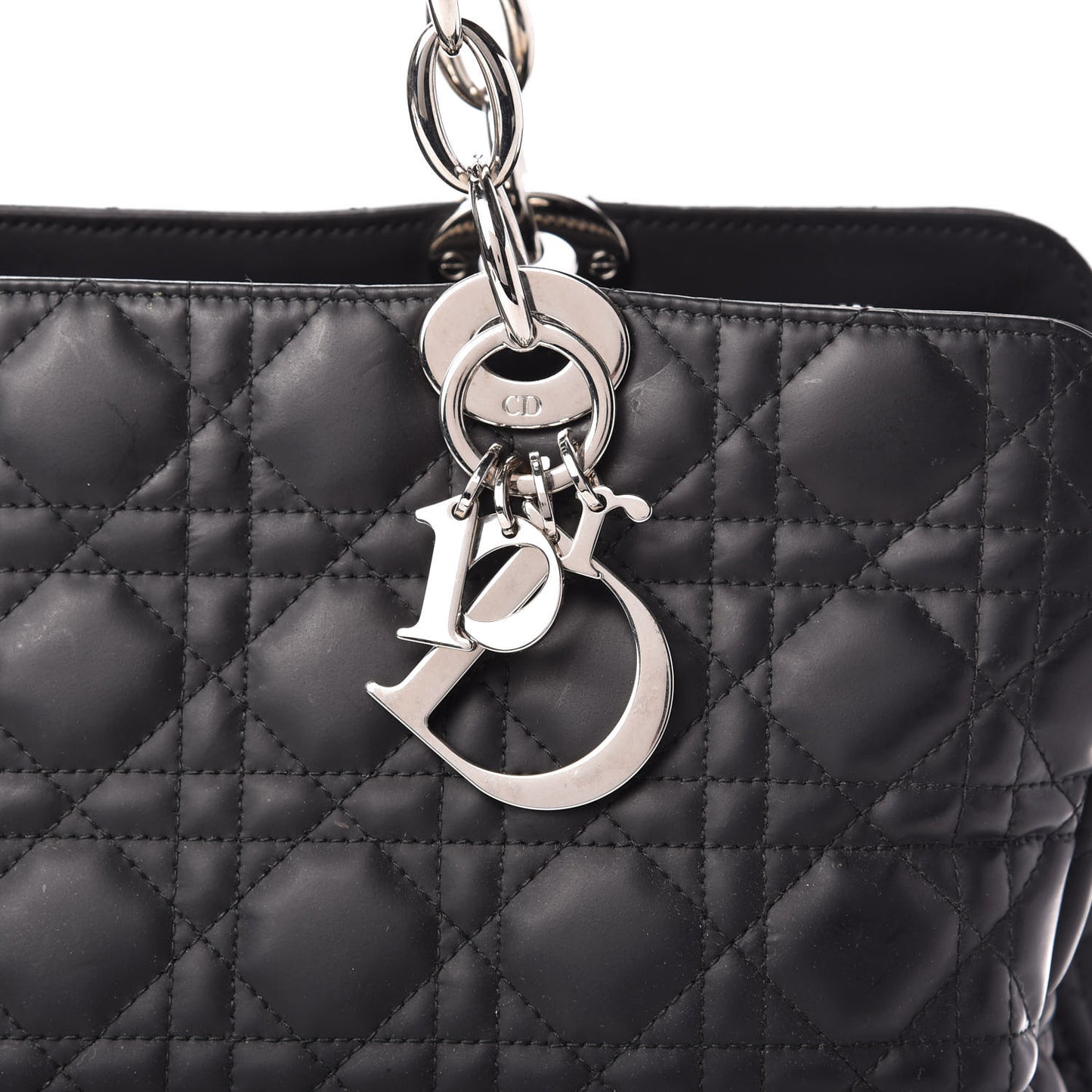 Glazed Calfskin Cannage Large Dior Soft Shopping Tote Black