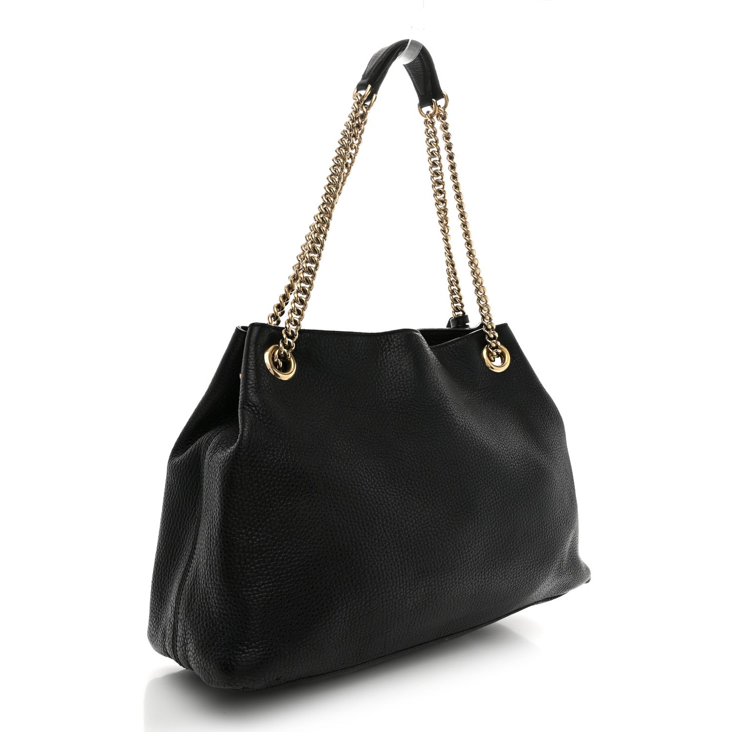 Pebbled Calfskin Medium Soho Chain Shoulder Bag Black