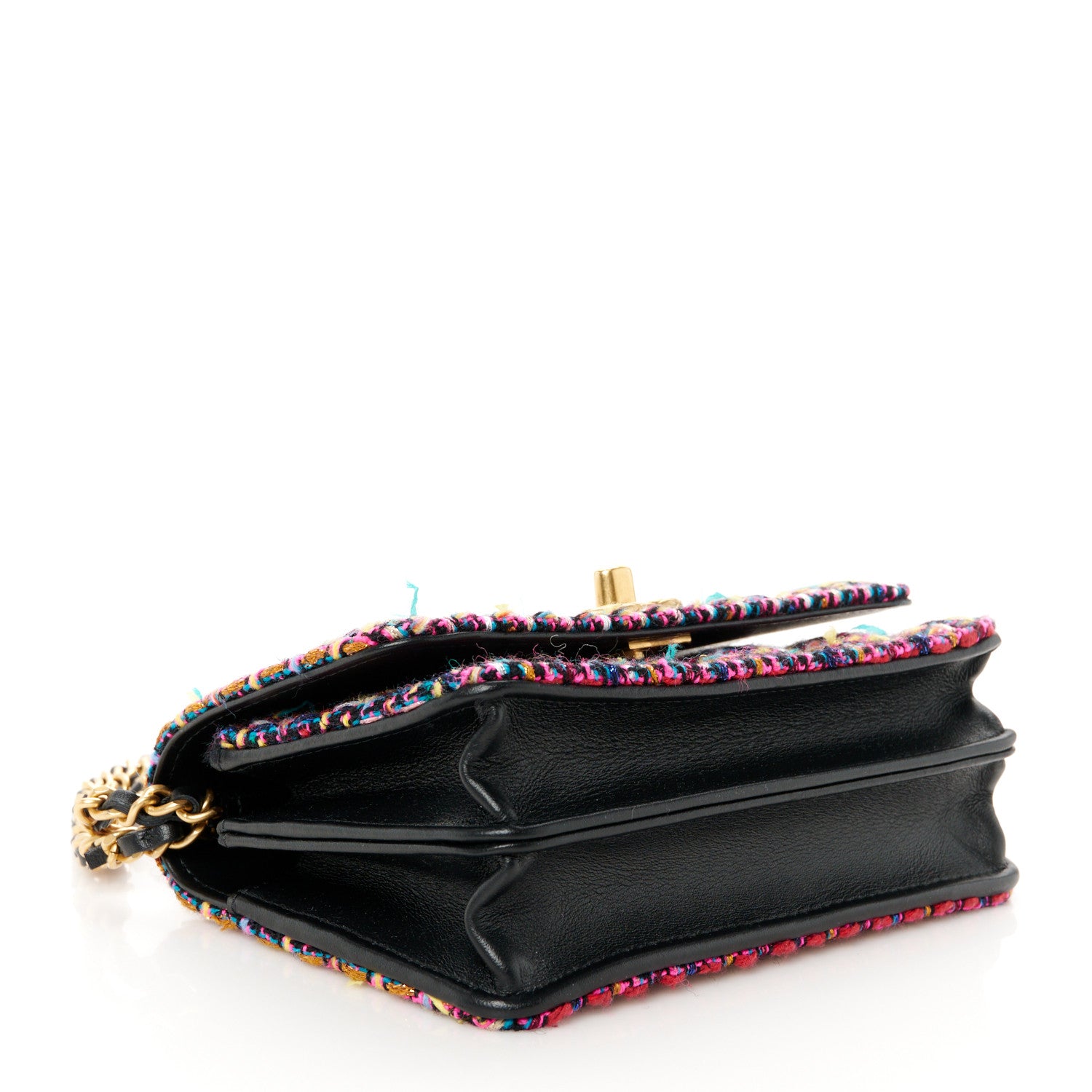 Chanel Tweed Quilted CC Mini Wallet On Chain WOC Pink Multicolor 4 of 14