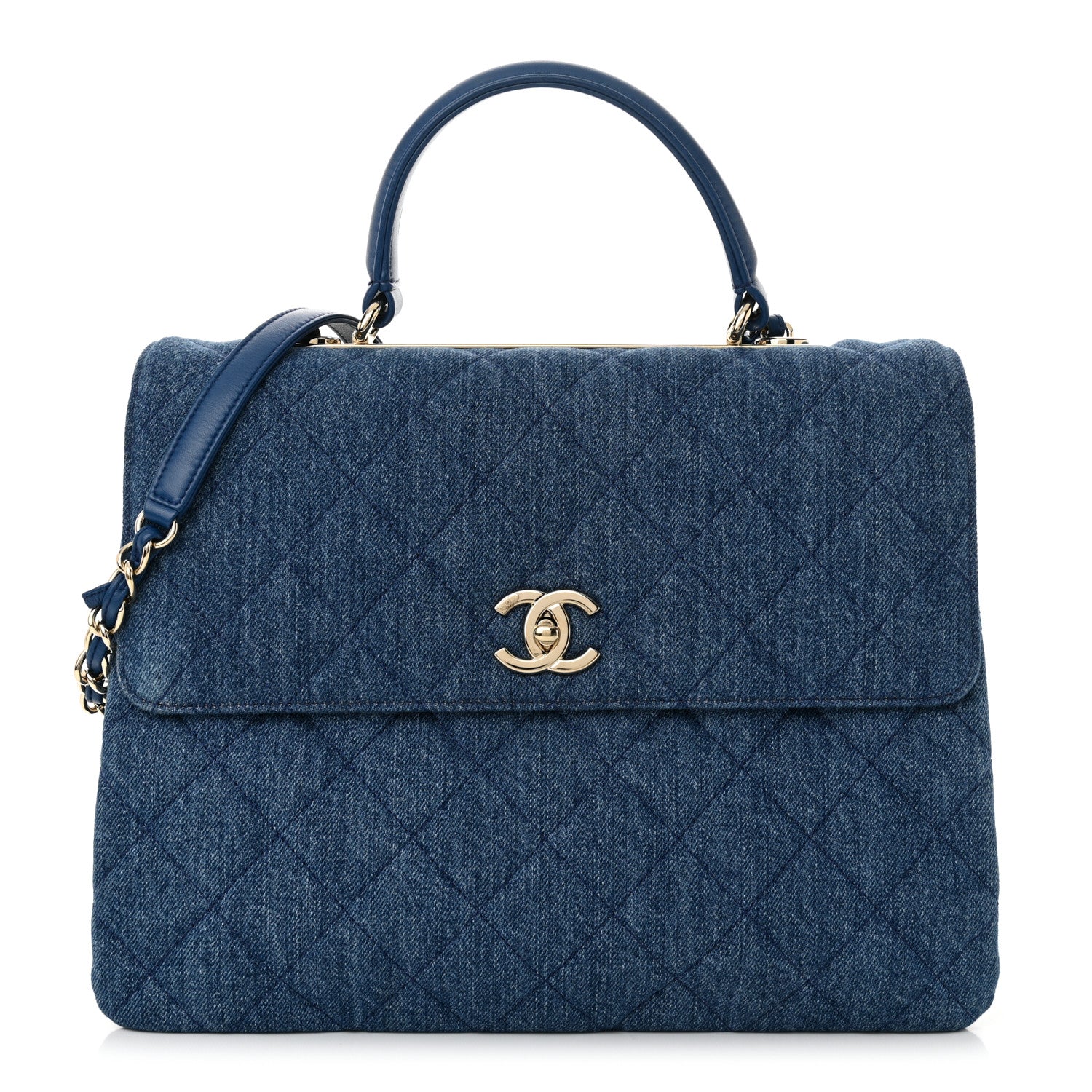 Chanel Denim Quilted Large Trendy CC Flap Dual Handle Bag Blue 1 of 12
