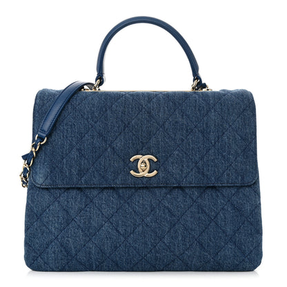 Chanel Denim Quilted Large Trendy CC Flap Dual Handle Bag Blue 1 of 12