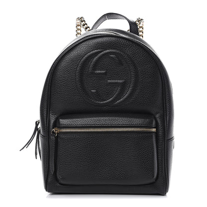 Gucci Pebbled Calfskin Soho Chain Backpack Black 1 of 11