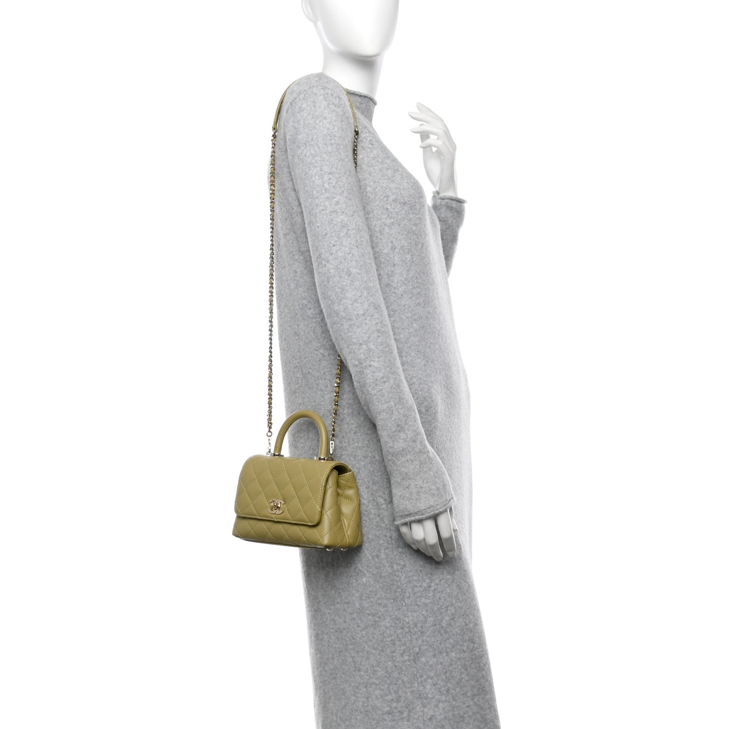 Caviar Quilted Extra Mini Coco Handle Flap Light Green
