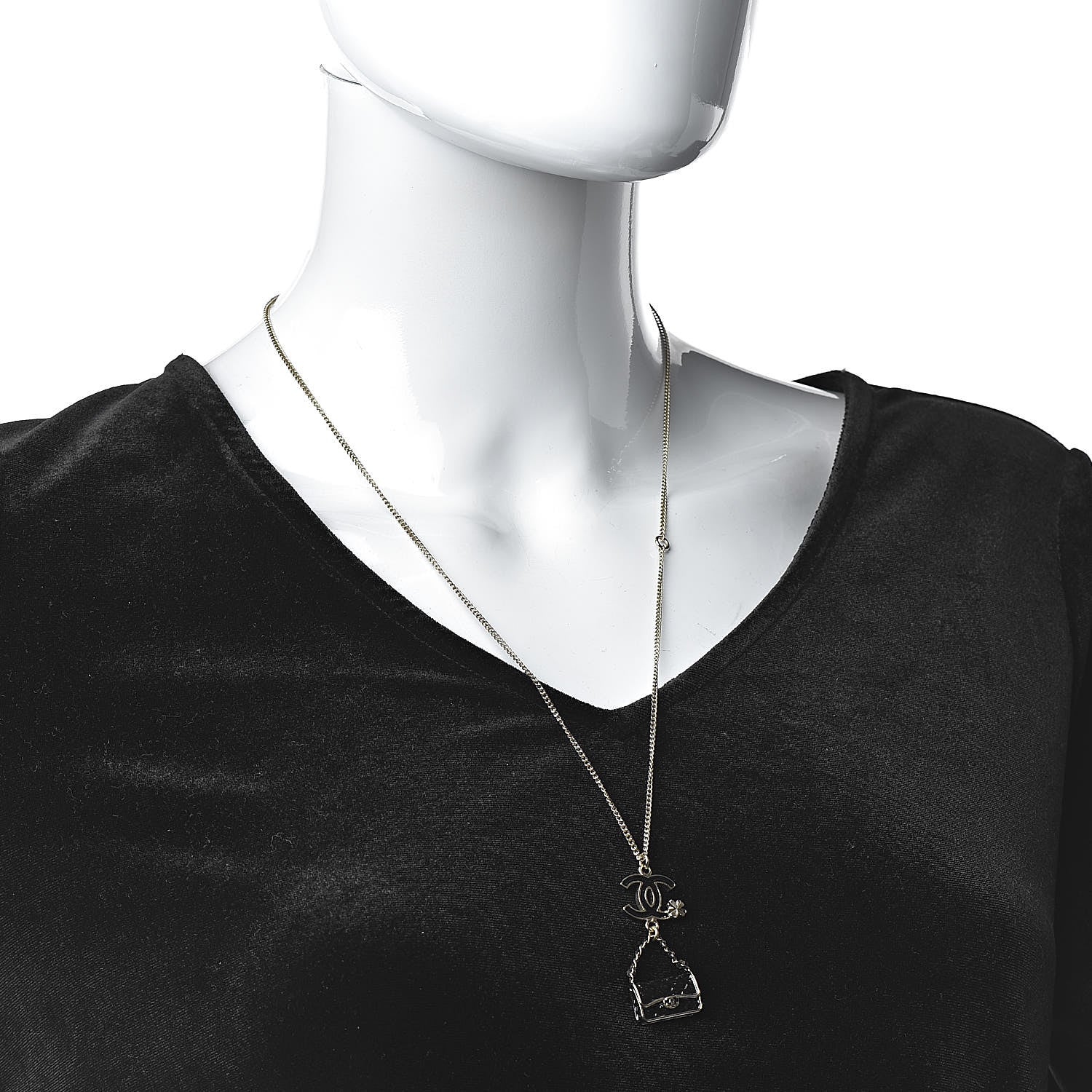 Chanel Enamel Charming Chic Classic Flap CC Charm Necklace Black 2 of 6