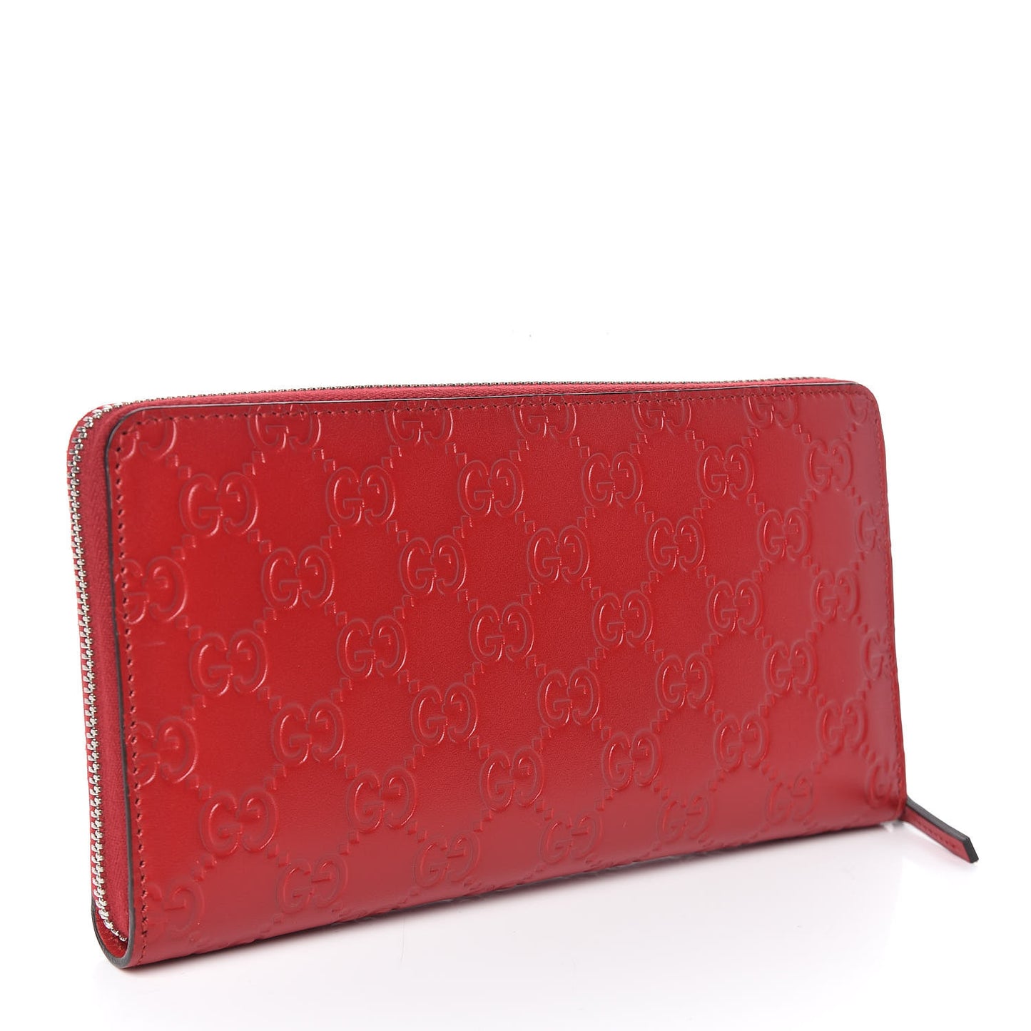 Guccissima Signature Zip Around Organizer Wallet Hibiscus Red