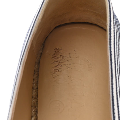 Chanel Canvas Striped Patent CC Espadrilles 37 Ivory Navy White 11 of 11
