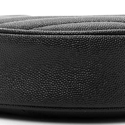 Saint Laurent Grain De Poudre Matelasse Chevron Quilted Round Vinyle Camera Bag Black 9 of 10