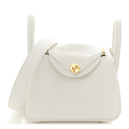 Hermes Taurillon Clemence Mini Lindy 20 New White 1 of 11