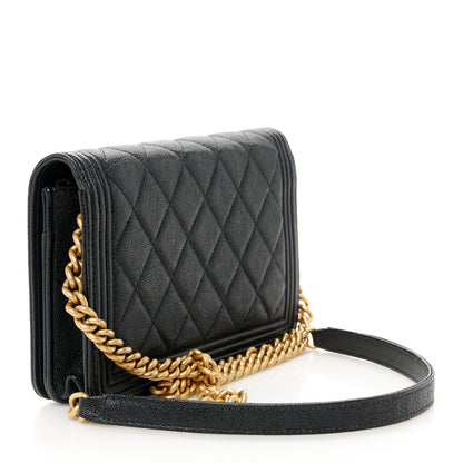 Chanel Caviar Quilted Boy Wallet On Chain WOC Black 2 of 10