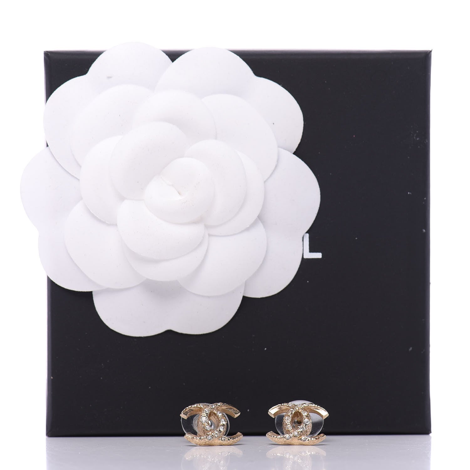 Chanel Crystal CC Earrings Gold 6 of 6
