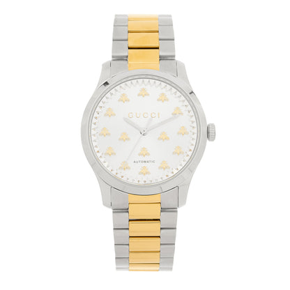 Gucci Stainless Steel 38mm G-Timeless Two Tone Bee Automatic Watch Silver 1 of 5