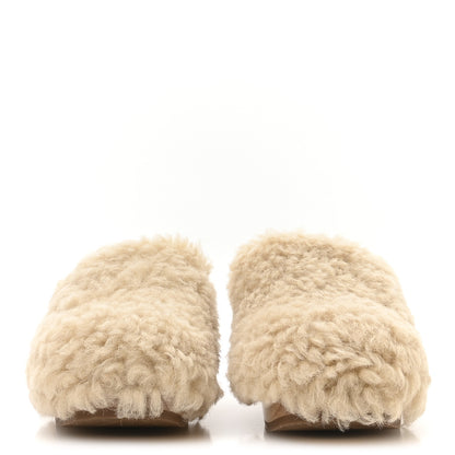 Chanel Shearling Lambskin Clogs 38 Beige 3 of 9