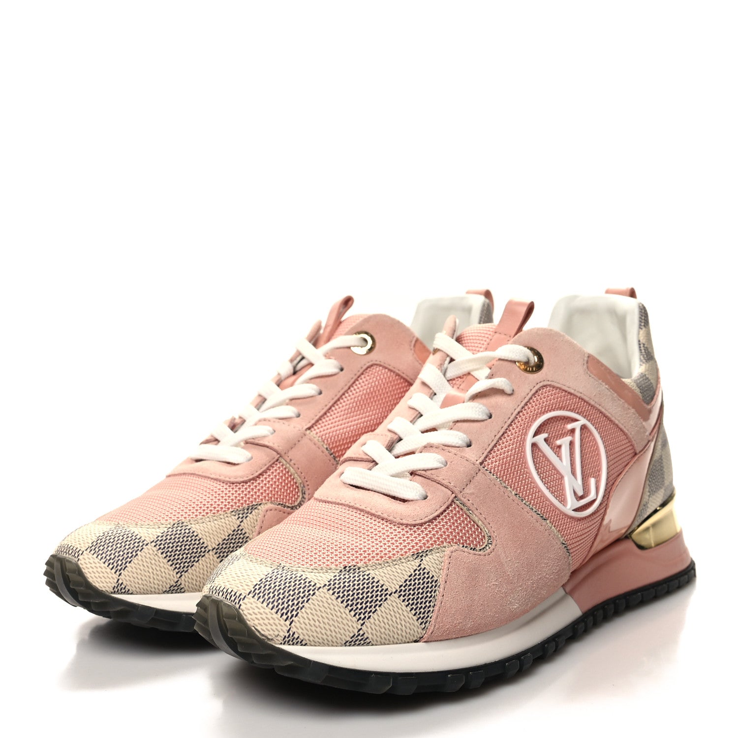 Louis Vuitton Suede Damier Azur Run Away Sneakers 39 Pink 3 of 9