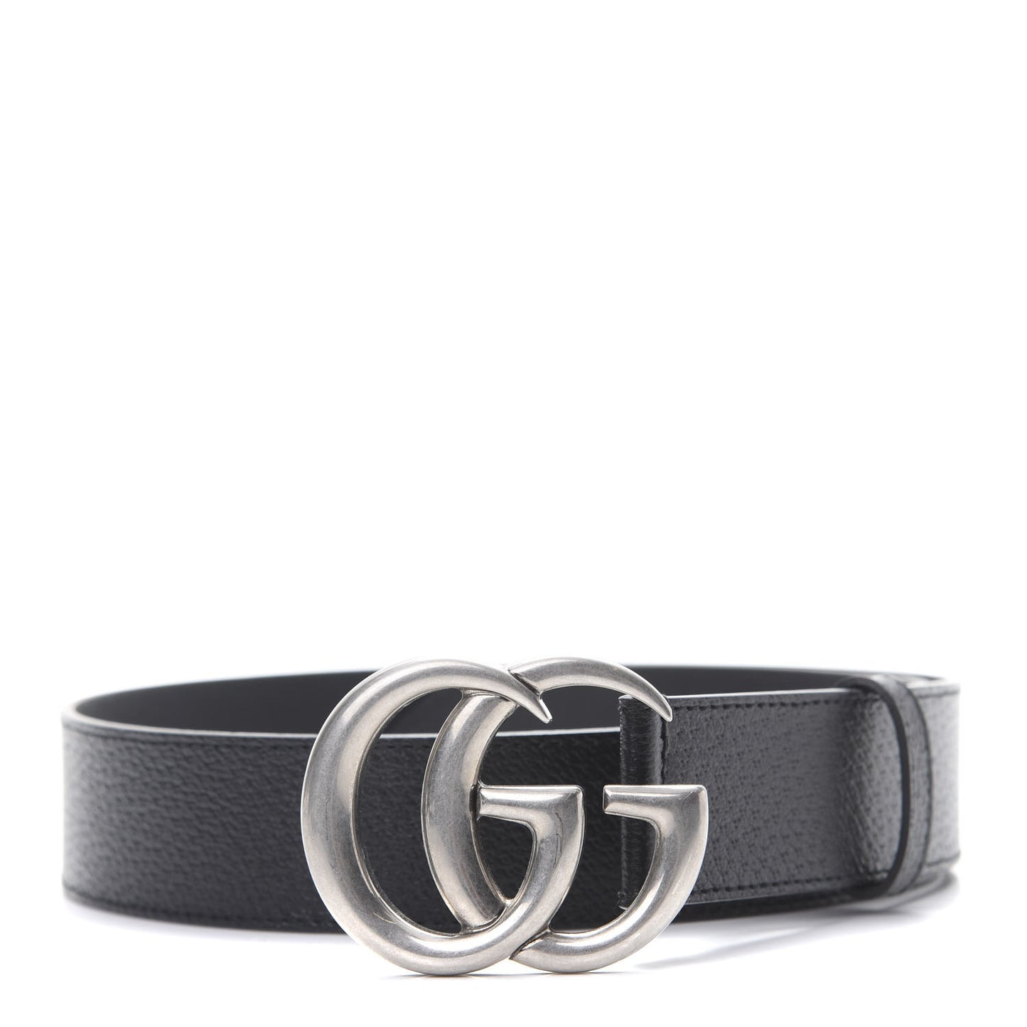 Textured Dollar Calfskin Nickel Double G 40mm Belt 80 32 Black