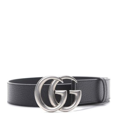 Gucci Textured Dollar Calfskin Nickel Double G 40mm Belt 80 32 Black 1 of 5