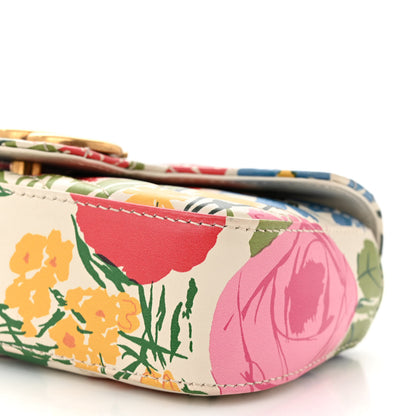Gucci X KEN SCOTT Calfskin Matelasse Floral Print Super Mini GG Marmont Shoulder Bag Ivory Pink 10 of 10