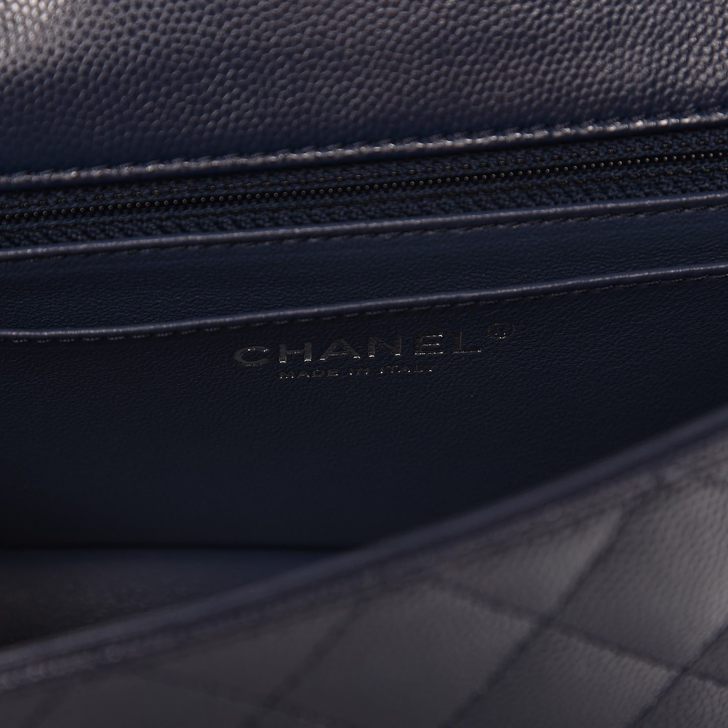 Caviar Quilted Mini Rectangular Flap Navy