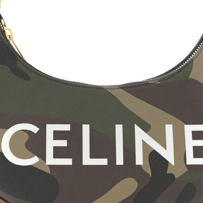 Celine Canvas Calfskin Camouflage Ava Logo Triomphe Shoulder Bag Khaki 8 of 10