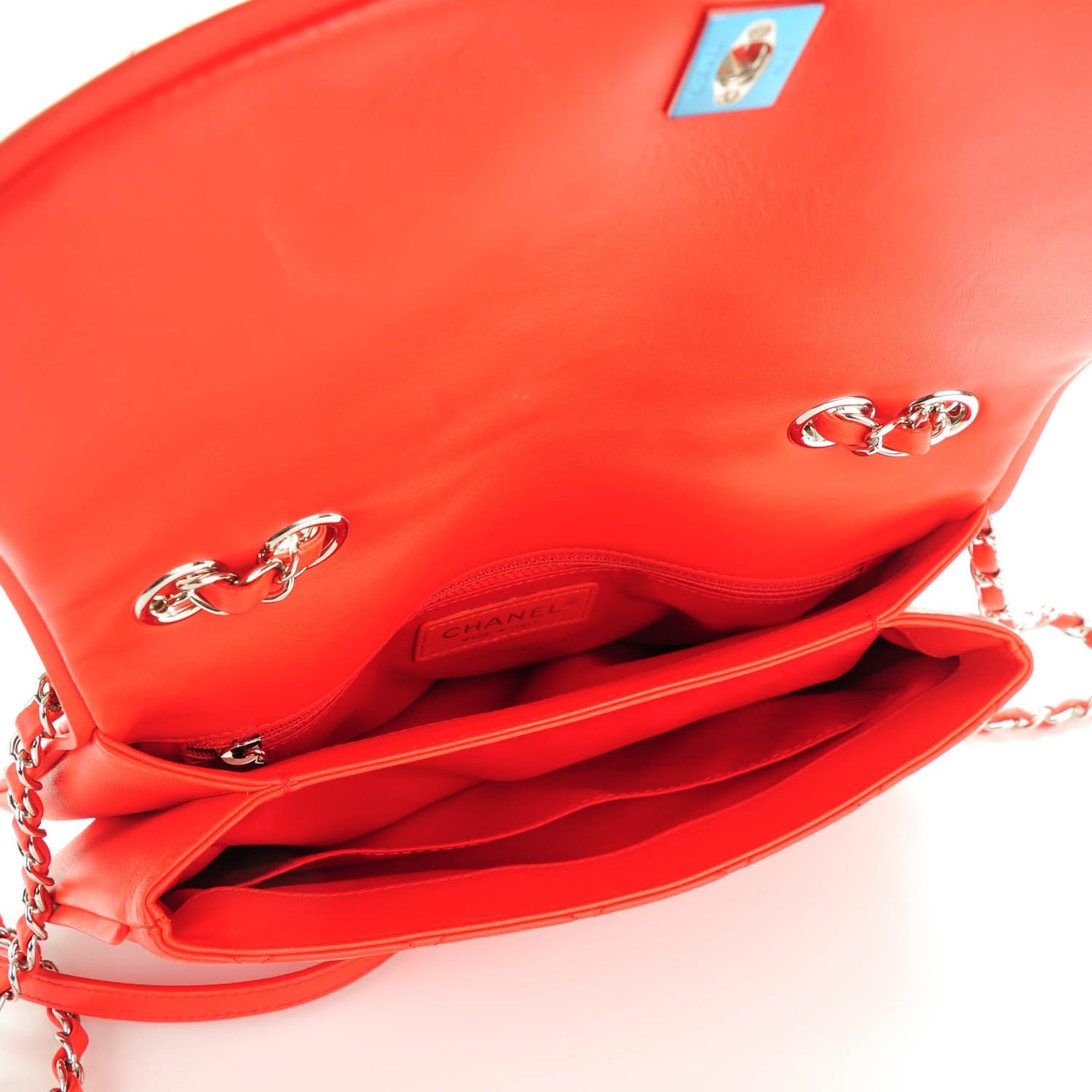 Lambskin Quilted Pagode Piping Flap Red