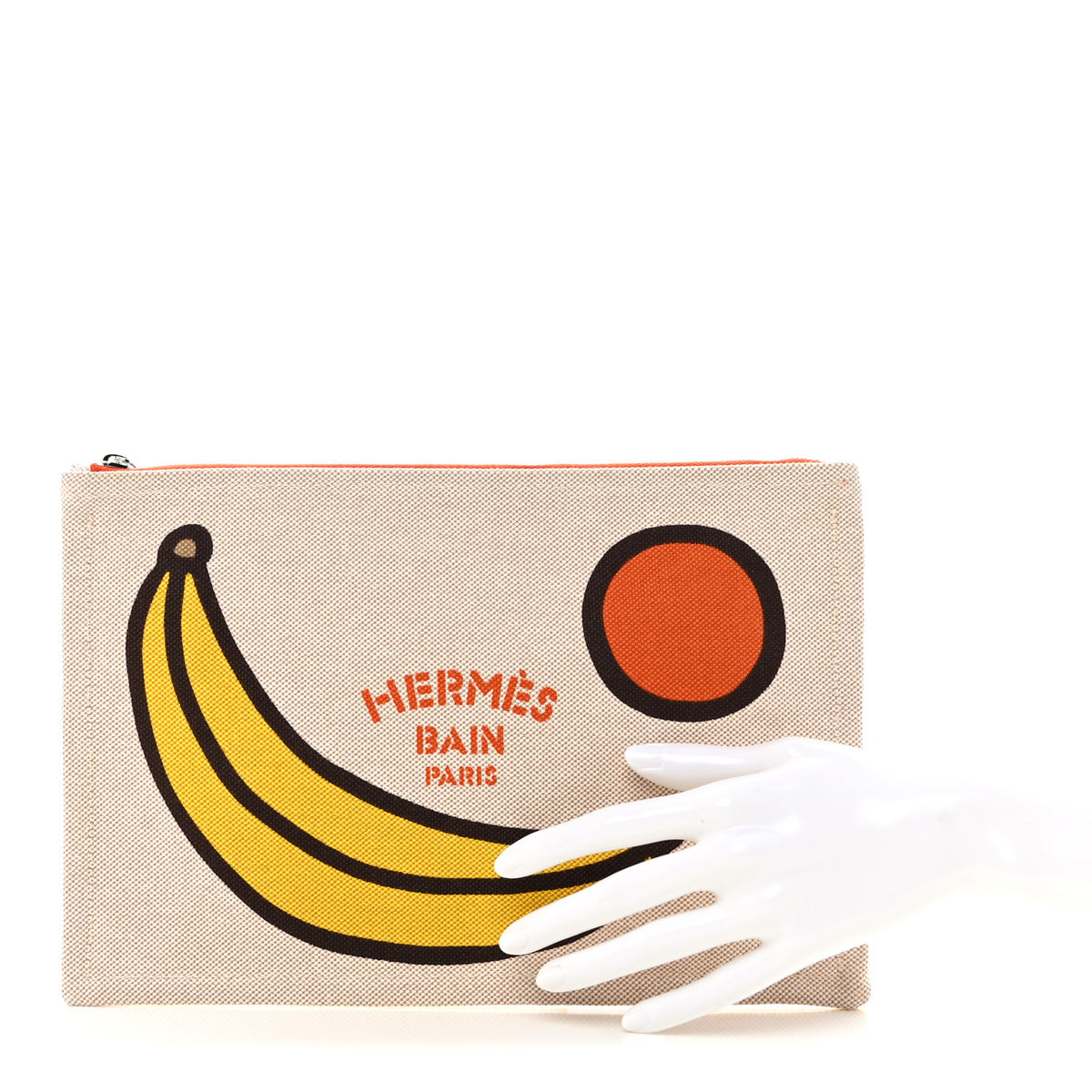 Hermes Cotton Canvas Flat T'as la Banane Case Jaune Bleu 2 of 6